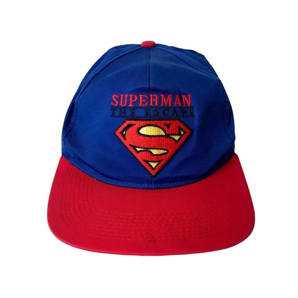 Six Flags Other - 90s VINTAGE Six Flags Snapback Superman Ride Hat Cap Logo Rollercoaster OSFA OG